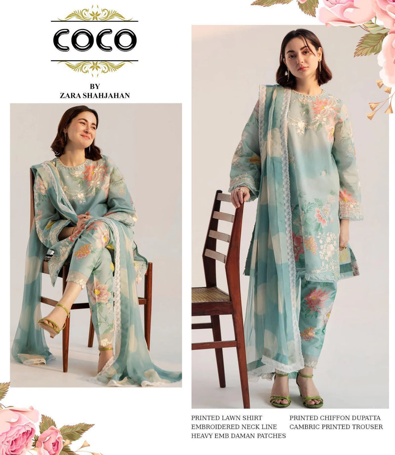 COCO By ZARA SHAH JAHAN LAWN 3PC UNSTITCHED SUIT