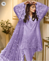 ANNAYA PURPLE NET 3PC UNSTITCHED SUIT