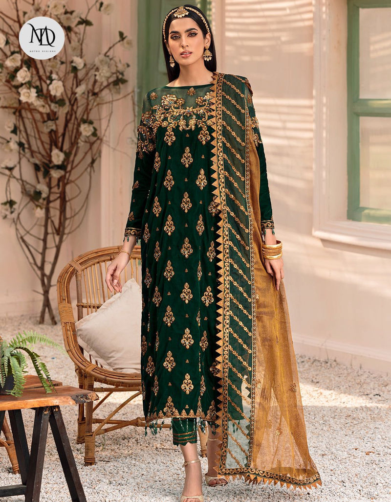 EMAAN ADEEL VELVET SUIT WEDDING WEAR