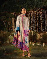 LULUSAR MULTI SILK SUIT WITH HANDWORK NECK