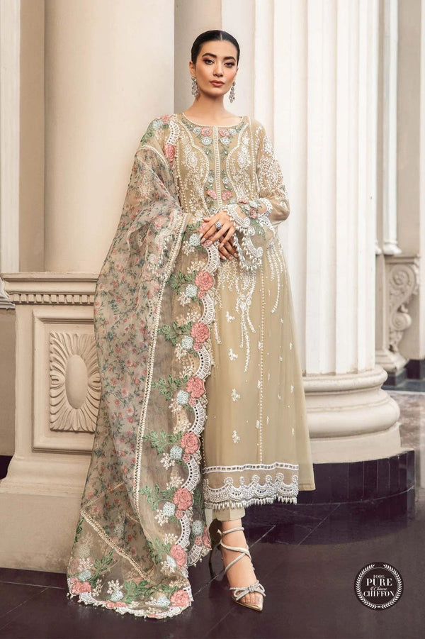 MB SKIN CHIFFON SUIT WITH ORGANZA DUPPATA