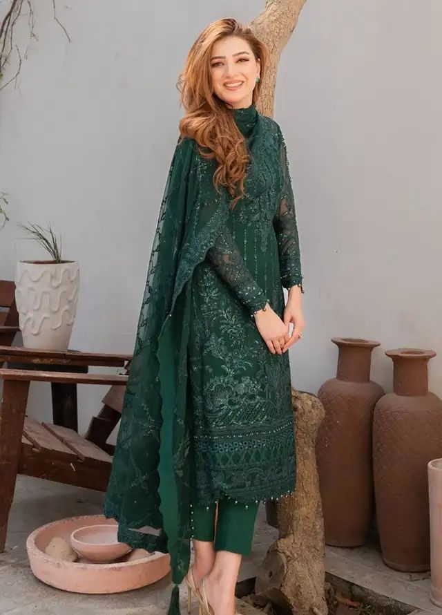 Gulaal Green Unstitched Dress