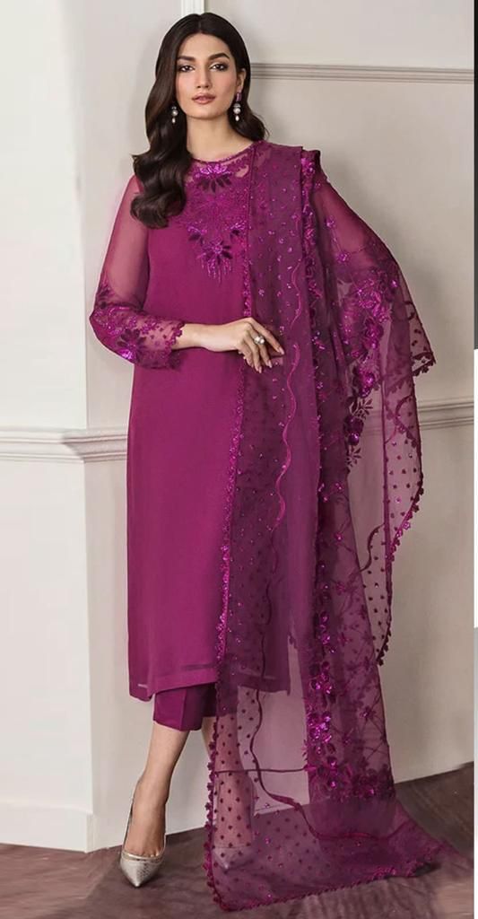 Baroque Embroidered Chiffon 3 Piece Unstitched