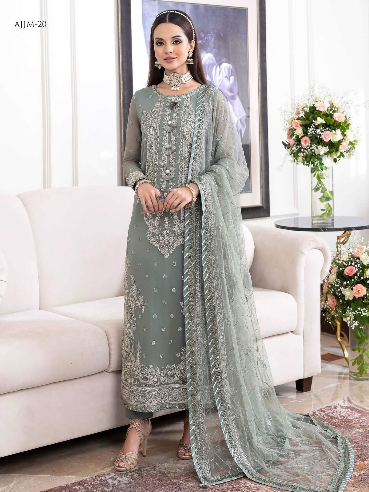 Asim Jofa Jhilmil Chiffon 3Pc - Unstitched