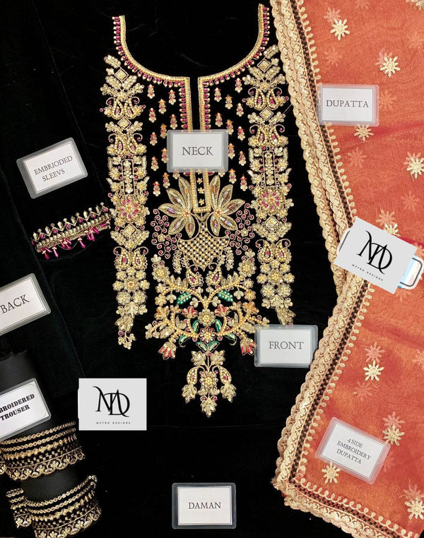 KHUDA BAKSH BLACK VELVET WEDDING COLLECTION