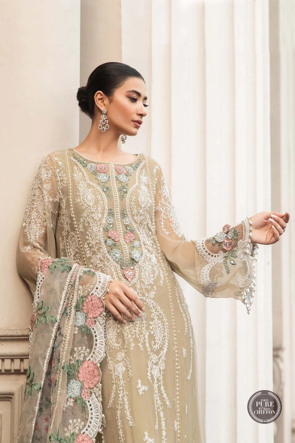 MB SKIN CHIFFON SUIT WITH ORGANZA DUPPATA