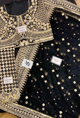 QALAMKAR BLACK NET SAREE | WEDDING WEAR | UNSTITCHED