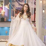 Aiza Khan Chiffon Frock Embroidered 3 Piece Unstitched