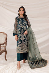 Baroque Farasha Embroidered Organza Suit 3 Piece Unstiched