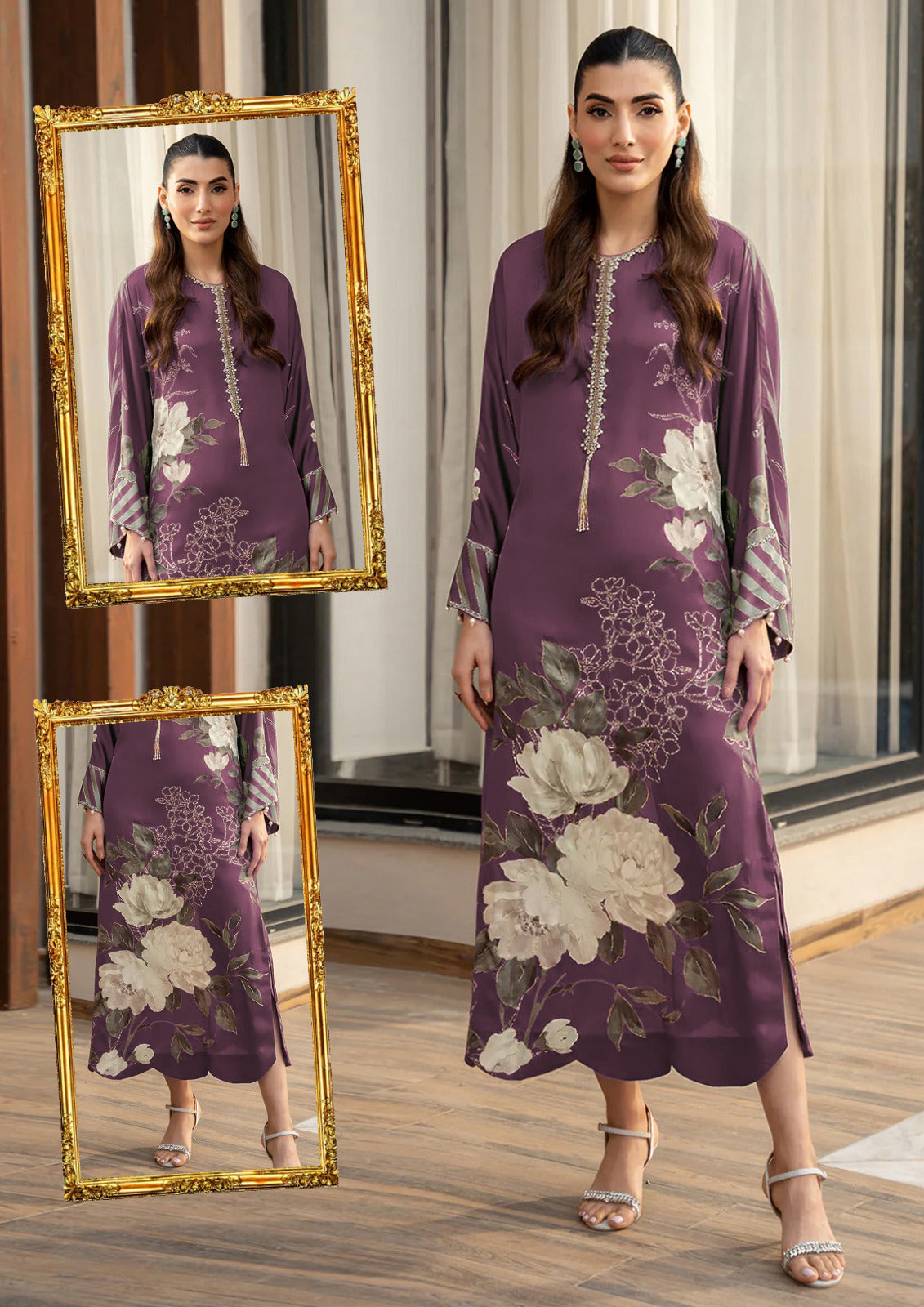 LULUSAR PURPLE SILK 3PC UNSTITCHED SUIT