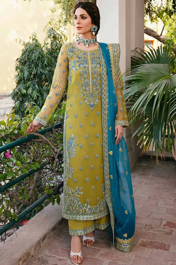 Mehndi Party Wear Embroidered Organza - 3piece Unstitched