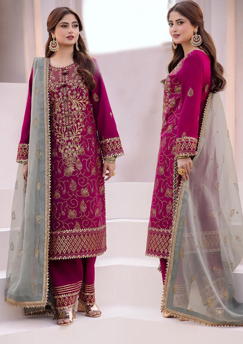 ASIM JOFA Unstitch Replica FABRIC CHIFFON and MALAI